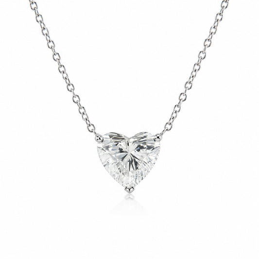 Heart-Shaped Lab-Grown Diamond Necklace • 2.00ct D Color VS1 • IGI Certified • 14K Gold