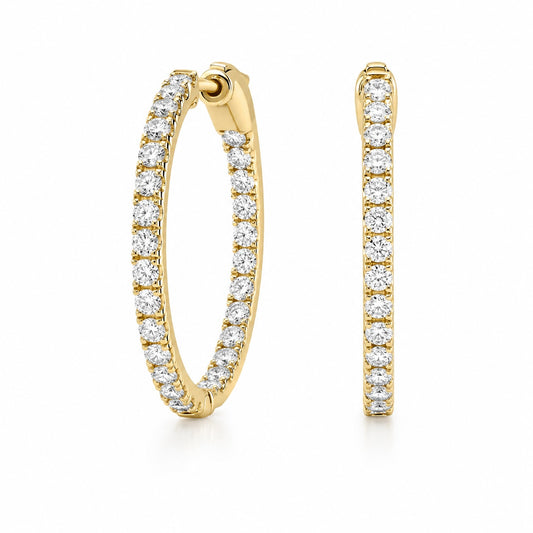 Inside-Out Round Lab-Grown Diamond Hoop Earrings • 1.00ct Total D Color VS1 • 14K Yellow Gold