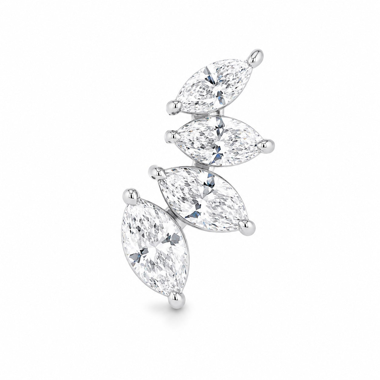 marquise-cut lab-grown diamond huggie earrings • 0.80ct each • igi certified • 14k white gold
