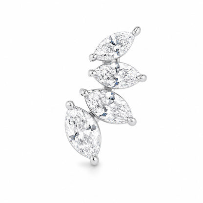 Marquise-Cut Lab-Grown Diamond Huggie Earrings • 0.80ct Each • IGI Certified • 14K White Gold