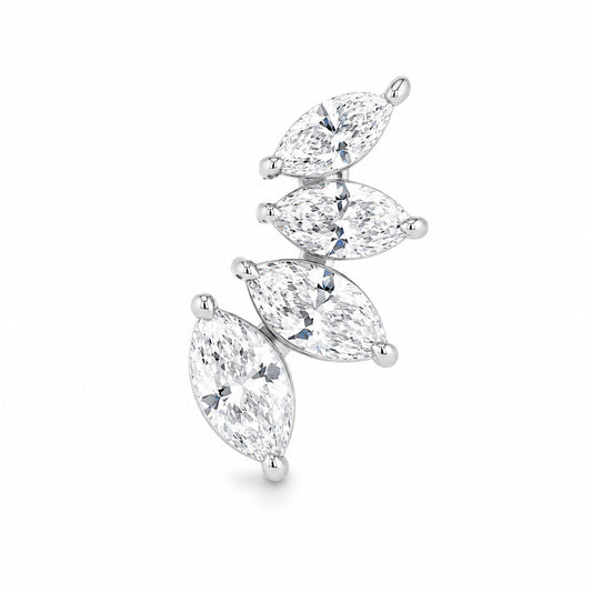 Marquise-Cut Lab-Grown Diamond Huggie Earrings • 0.80ct Each • IGI Certified • 14K White Gold