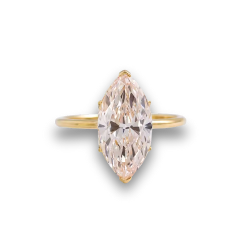 V-Prong Pink Marquise Cut Lab-Grown Diamond Ring in Yellow Gold – 3.0 CT (14K)