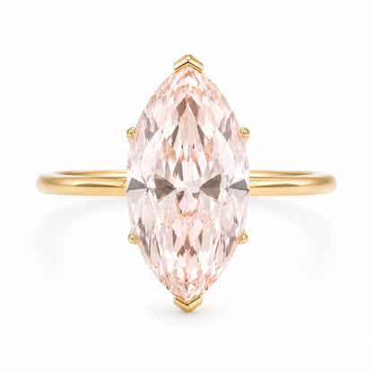 V-Prong Pink Marquise Cut Lab-Grown Diamond Ring in Yellow Gold – 3.0 CT (14K)