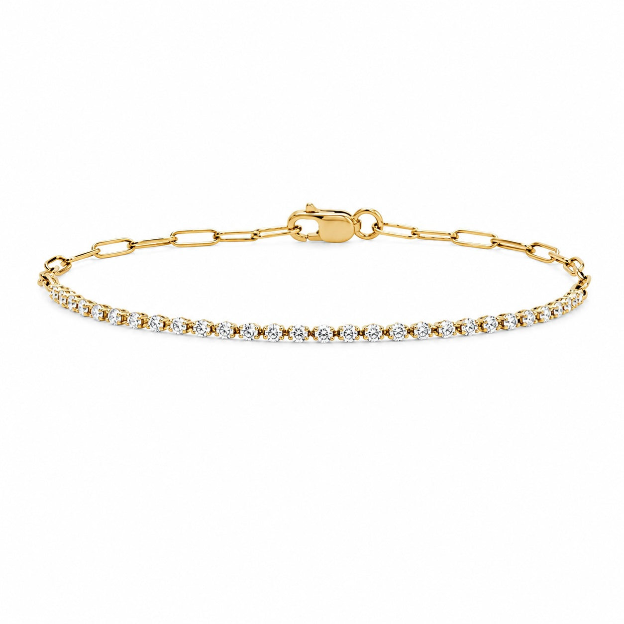 mini half tennis lab-grown diamond bracelet in 14k yellow gold – 0.5 ct total