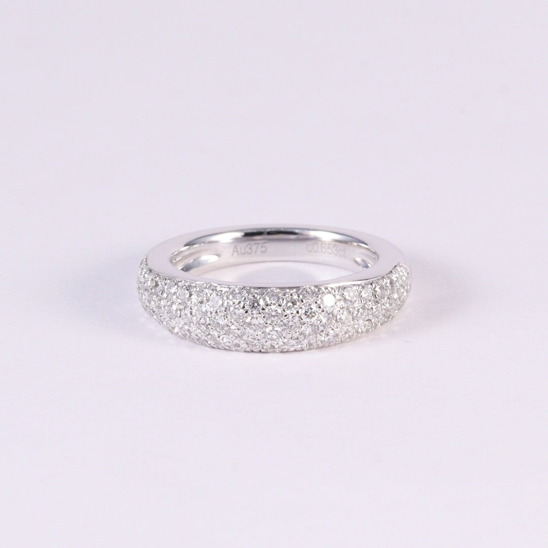 diamond pavé dome stack ring in 9k gold