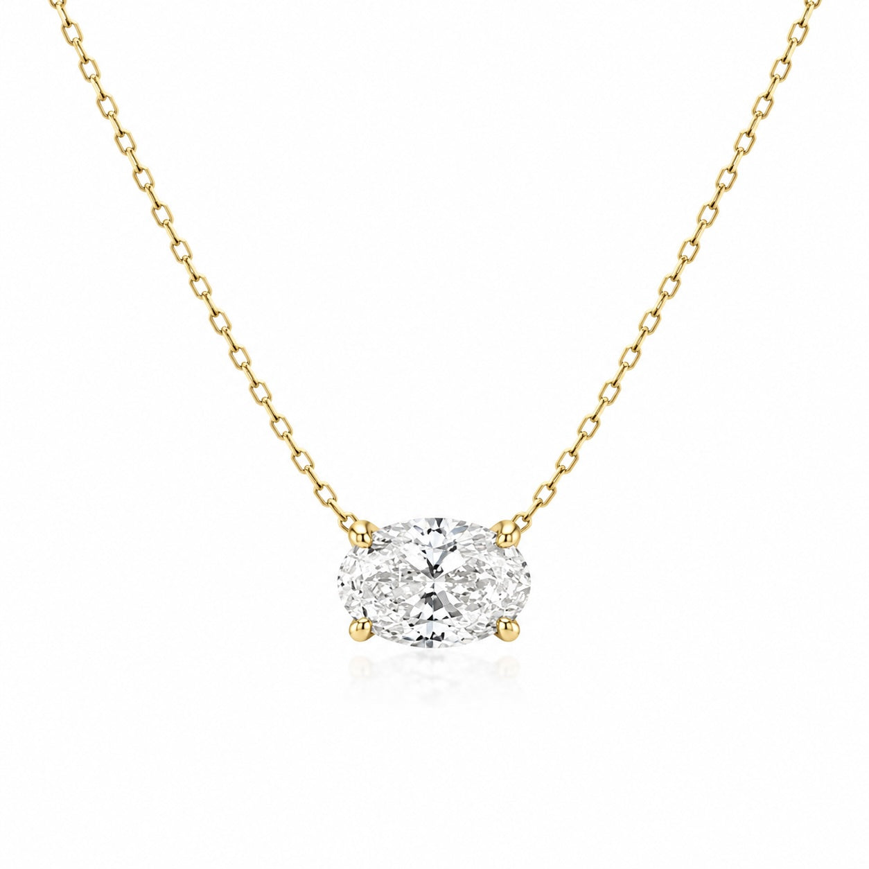 oval-cut lab-grown diamond solitaire necklace in yellow gold • 1–3ct d color vs1 • igi certified