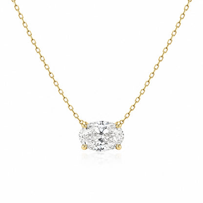 Oval-Cut Lab-Grown Diamond Solitaire Necklace in Yellow Gold • 1–3ct D Color VS1 • IGI Certified