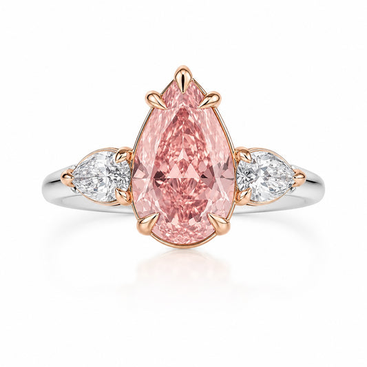 Pink Pear Lab-Grown Diamond Three-Stone Ring in 14K White Gold – 2.0 CT Total, IGI Certified
