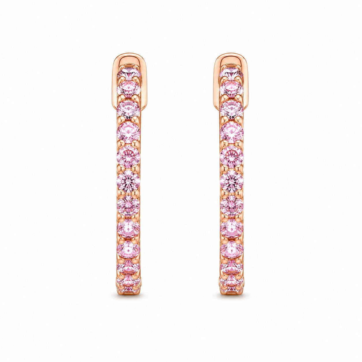 pavé fancy pink lab-grown diamond hoop earrings in 9k rose gold – 1.1 ct total, vs clarity