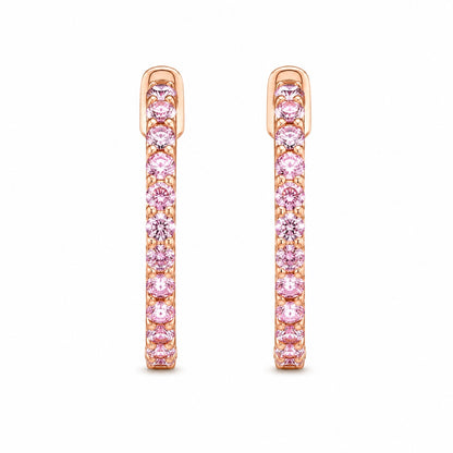 Pavé Fancy Pink Lab-Grown Diamond Hoop Earrings in 9K Rose Gold – 1.1 CT Total, VS Clarity
