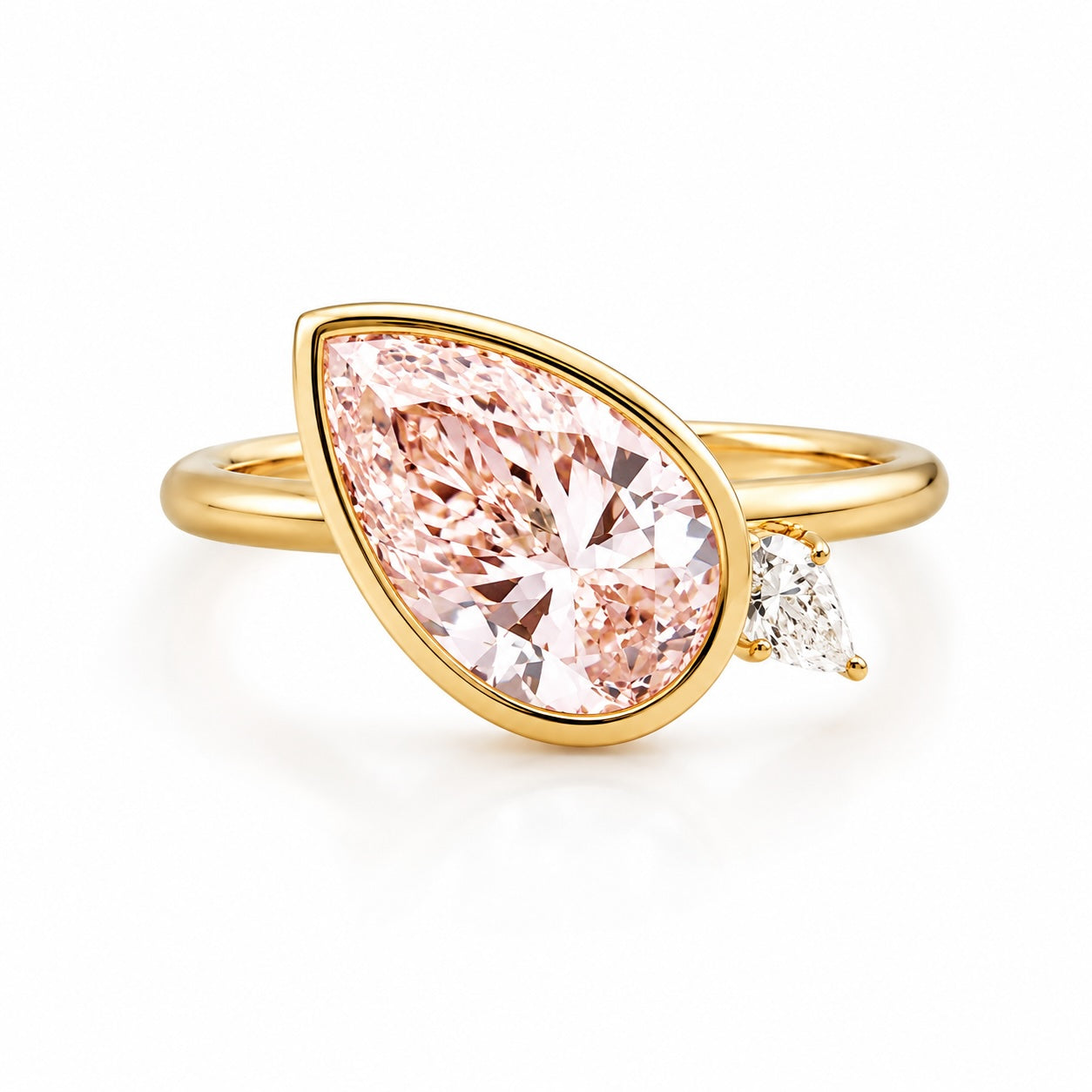 1–2ct pink pear lab-grown diamond engagement ring in 14k yellow gold – vs1 clarity