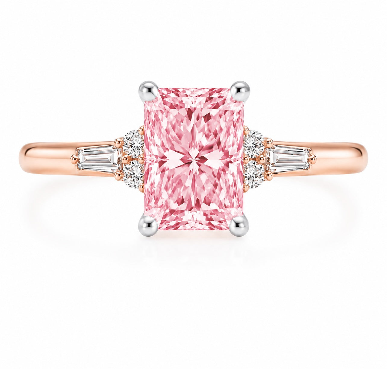 pink radiant cut 1.5 carat lab-grown diamond engagement ring in 14k rose gold – igi certified