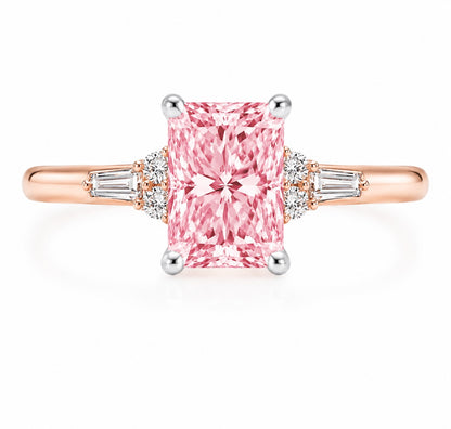 Pink Radiant Cut 1.5 Carat Lab-Grown Diamond Engagement Ring in 14K Rose Gold – IGI Certified