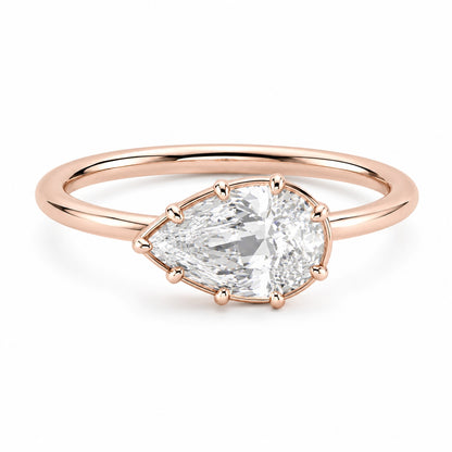 Pear-Shaped Lab-Grown Diamond Bezel Ring • 1.00ct E Color VS1 • 14K Rose Gold