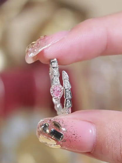 Snake-Shaped Pink Pear-Cut Lab-Grown Diamond Ring • 0.3–1.5ct • 14K Yellow Gold
