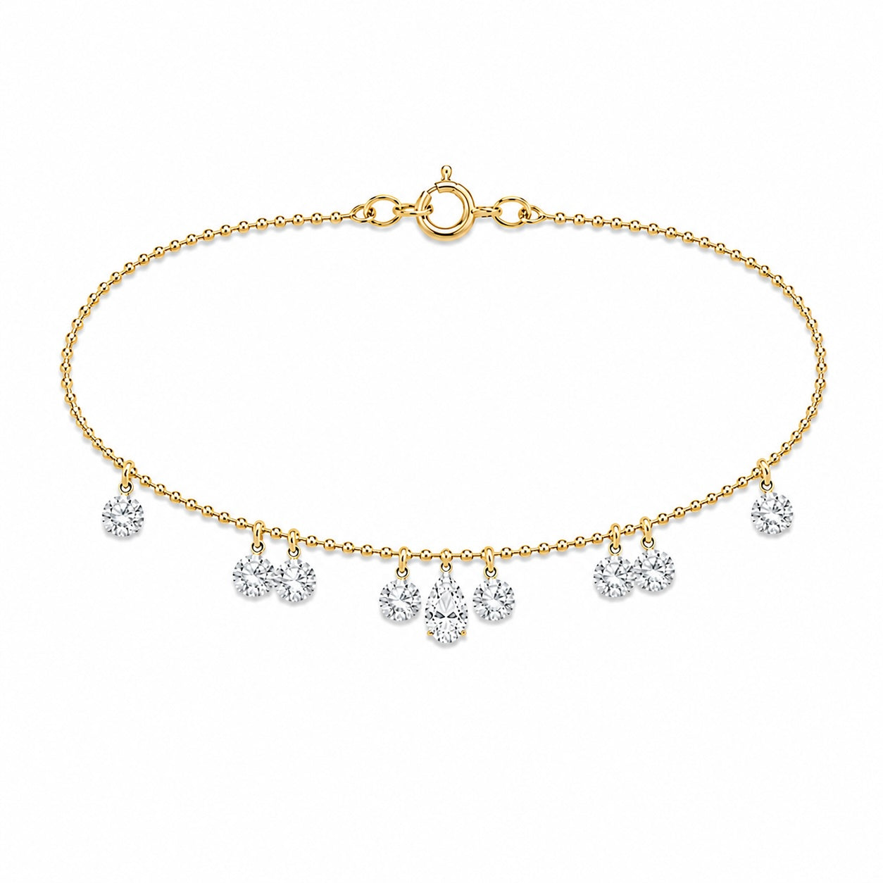 pear & round lab-grown diamond bracelet • total 1.33ct • 18k yellow gold