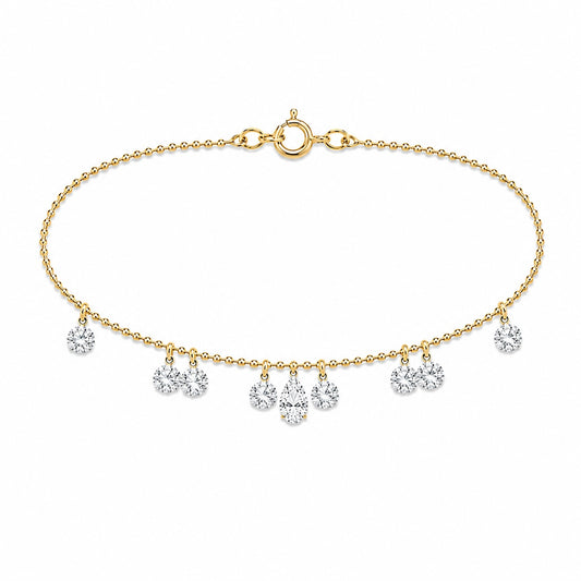 Pear & Round Lab-Grown Diamond Bracelet • Total 1.33ct • 18K Yellow Gold