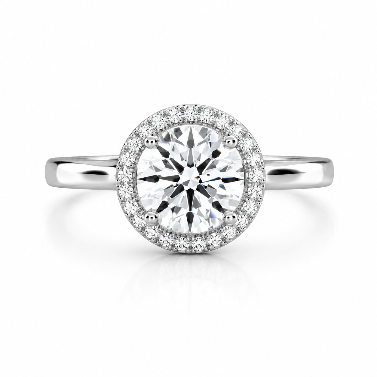 round lab-grown diamond halo engagement ring • 1–3ct d color vvs2 • 14k white gold