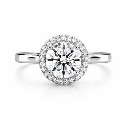 Round Lab-Grown Diamond Halo Engagement Ring • 1–3ct D Color VVS2 • 14K White Gold