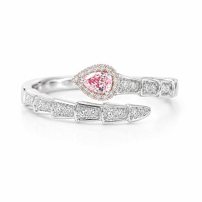 Snake-Shaped Pink Pear-Cut Lab-Grown Diamond Ring • 0.3–1.5ct • 14K Yellow Gold