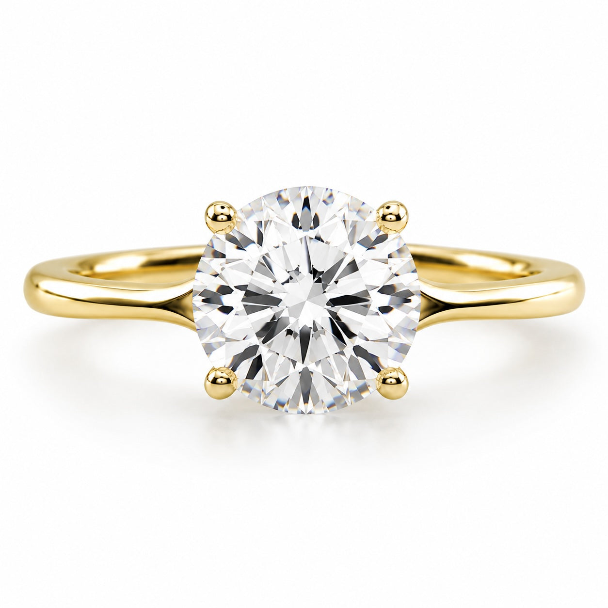 1.0–3.0ct round lab-grown diamond split shank engagement ring in 14k yellow gold – igi certified