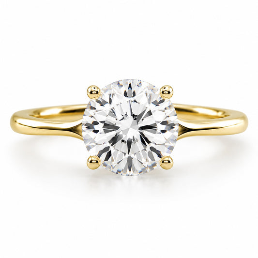 1.0–3.0ct Round Lab-Grown Diamond Split Shank Engagement Ring in 14K Yellow Gold – IGI Certified