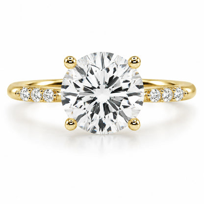 1.0–3.0ct Round Lab-Grown Diamond Engagement Ring in 14K Yellow Gold with Diamond Band– IGI Certified Brilliant Cut