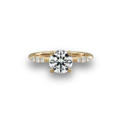 1.0–3.0ct Round Lab-Grown Diamond Engagement Ring in 14K Yellow Gold with Diamond Band– IGI Certified Brilliant Cut
