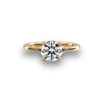 1.0–3.0ct Round Lab-Grown Diamond Split Shank Engagement Ring in 14K Yellow Gold – IGI Certified