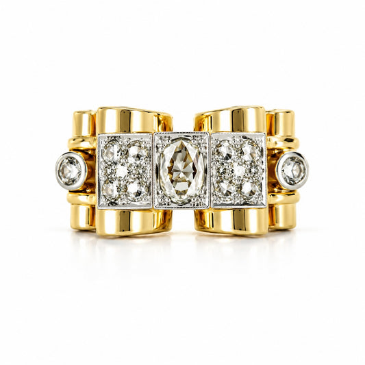 Tank Diamond Ring – 0.60 Carat Lab Diamonds in 18K Yellow Gold