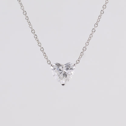 Heart-Shaped Lab-Grown Diamond Necklace • 2.00ct D Color VS1 • IGI Certified • 14K Gold