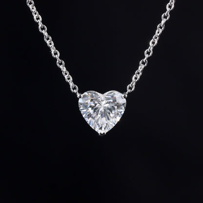 Heart-Shaped Lab-Grown Diamond Necklace • 2.00ct D Color VS1 • IGI Certified • 14K Gold